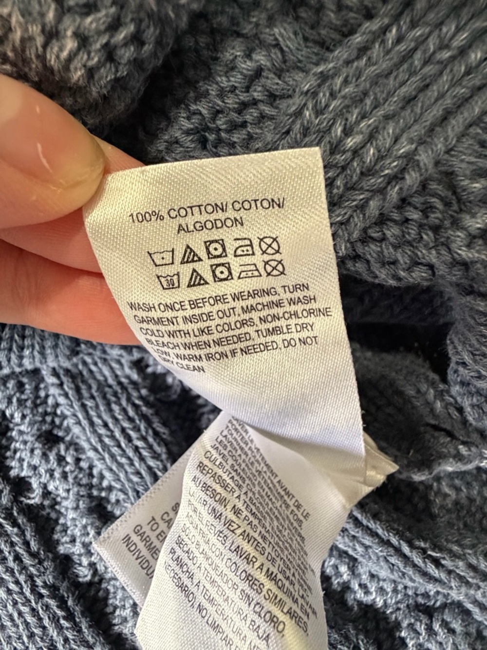 Lucky Brand Cable-Knit Boxy Cropped Crewneck Sweater Blue X-Large - Picture 5 of 9